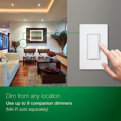 Lutron Maestro PRO Multi-location LED Elv Rocker Light Dimmer, Midnight ...