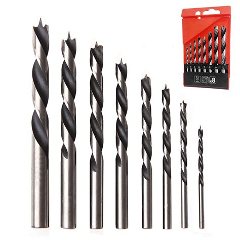 YUENTOEN 8PCS Brad Point Drill Bits, 3-10mm Spiral Twist Wood Drill ...
