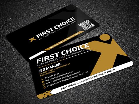 Upmarket, Bold, Mortgage Lender Business Card Design for First Choice ...