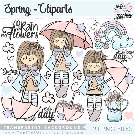 Spring Clipart April Showers Clipart COMMERCIAL USE - Etsy