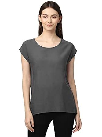 UrbanMark Women Round Neck Solid Cap Sleeves Top - Grey_8905723128852 ...