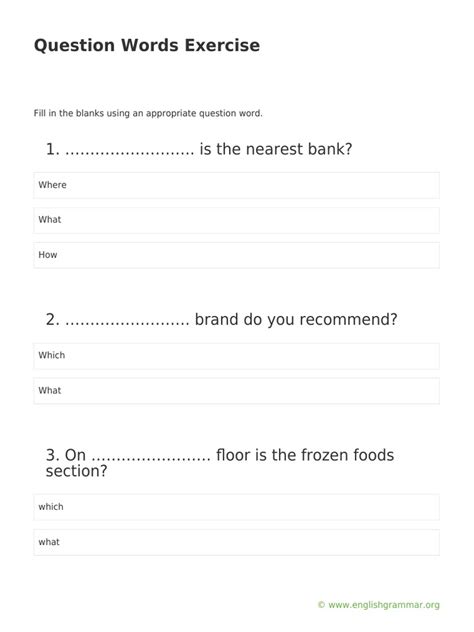 Question Words Exercise 的图像结果