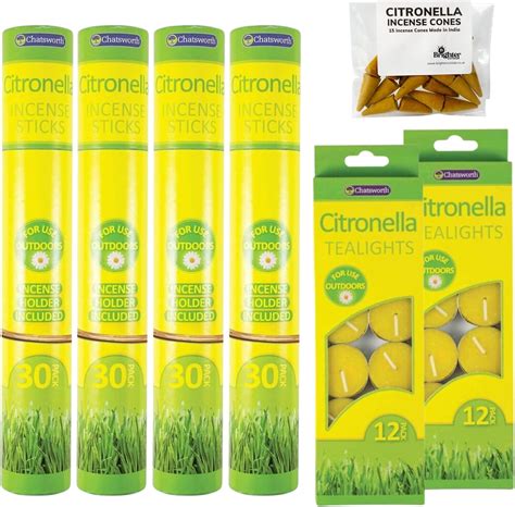 Citronella Incense & Candle Set - Contains Citronella Incense Sticks 4 ...