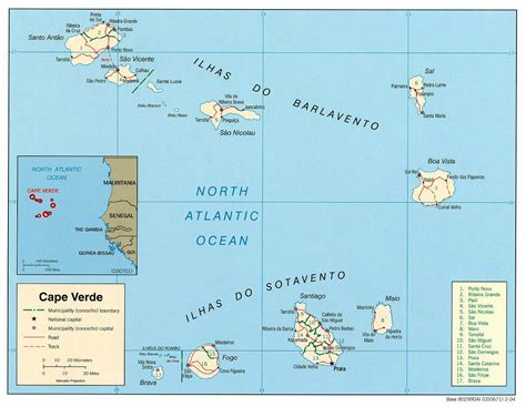 Detailed political and administrative map of Cape Verde with all roads and cities | Vidiani.com ...