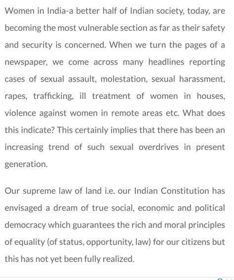[Expert Answer] Safety of women in India essay in 250words - Brainly.in
