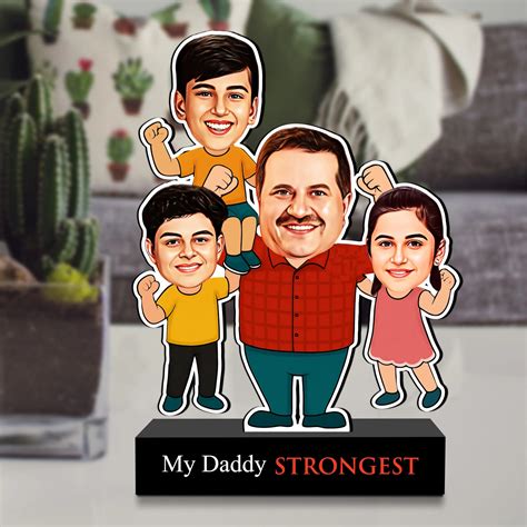 Strongest Daddy – Photo Caricature for Dad (3 - Kids) – Zoci Voci
