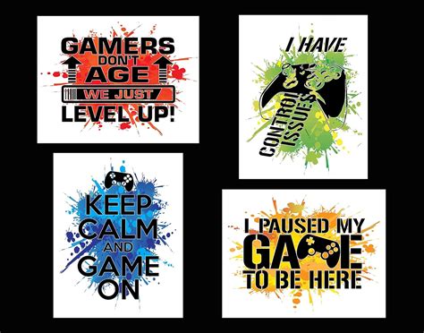Simply Remarkable Video Gaming Wall Art Prints (Set of 4). Family Kids ...