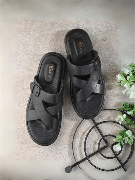 Egoss Leather Slippers For Men