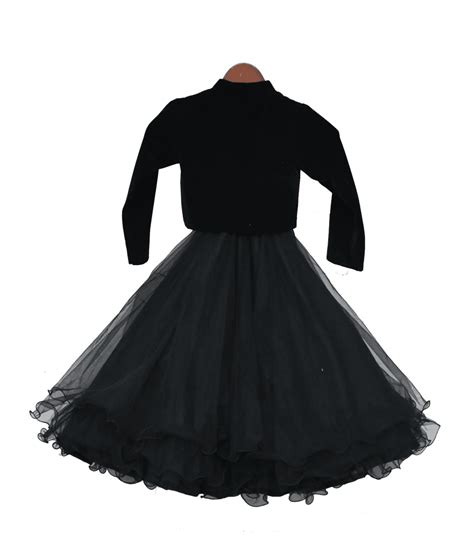 Pre Order: Black Net Gown with Shrug– Peony Kids Couture