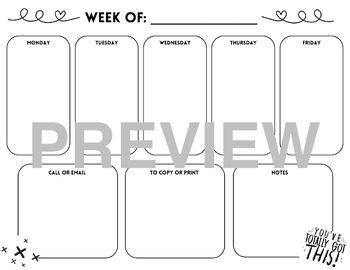 Image result for Weekly Planner Notes