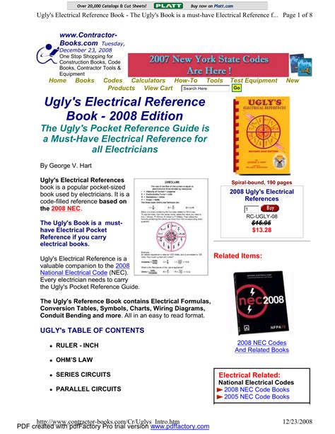 Ugly's Electrical Reference Book - 2008 Edition