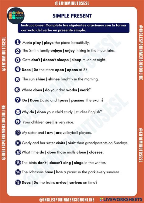 Image result for Free Printable Worksheet Simple Present