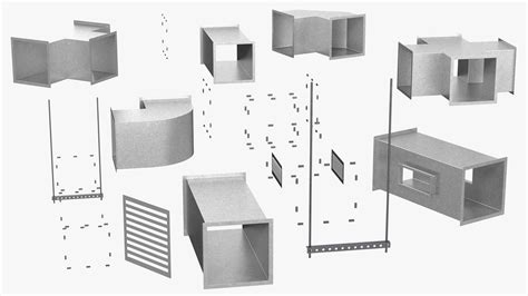 Ventilation Shaft Square System Components 3D | 3D Molier International