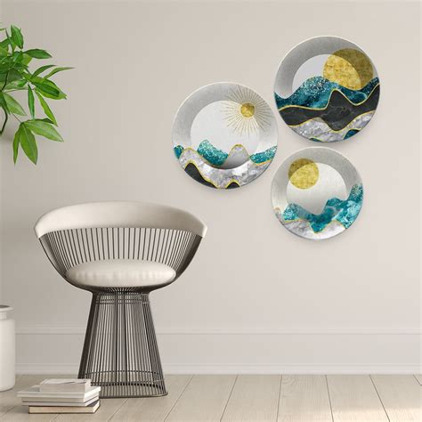 Premium Mountain Landscape Scenery Painting Wall Plates Set of 3 ...
