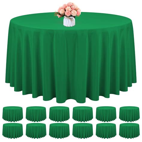 Amazon.com: REWOMC 12 Pack Round Tablecloth 120 Inch - Green Polyester ...
