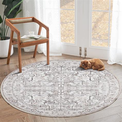 Amazon.com: JINCHAN Round Rug 5ft Area Rug Washable Round Rug Vintage ...