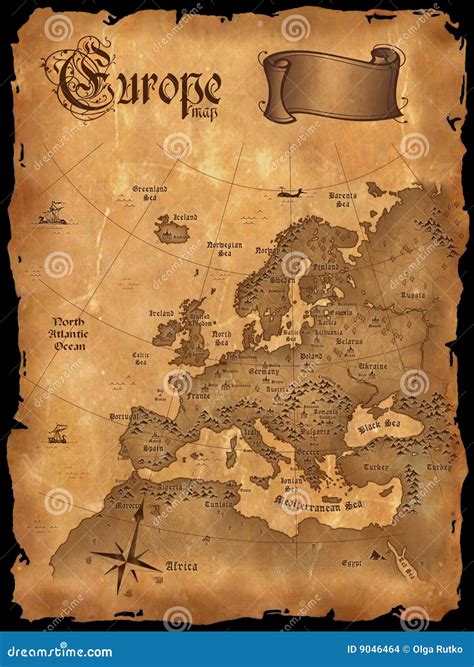 Vintage Europe Map Vertical Stock Illustration - Illustration of continental, antique: 9046464