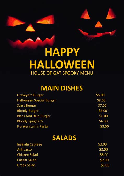 Free Printable Halloween Menu Templates