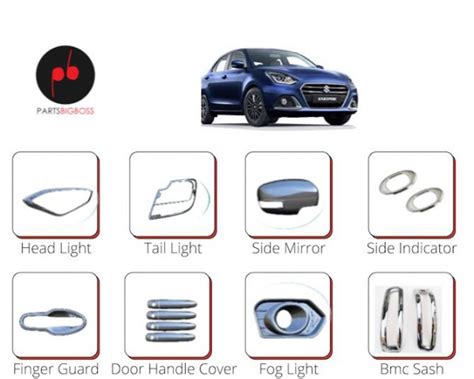Alpine Premium Chrome Accessories Combo Kit For Swift Dzire Type 4 VDI ...