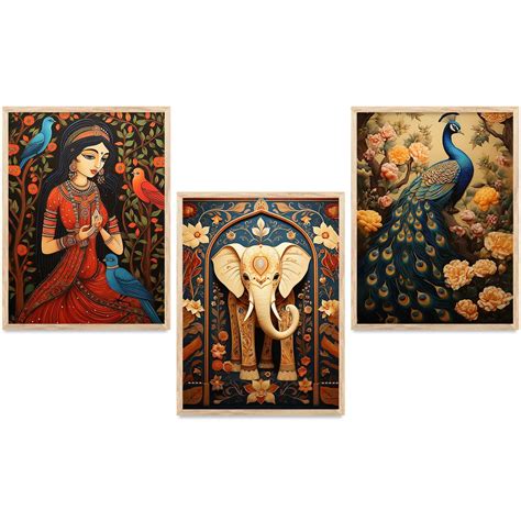 Madhubani Wall Art Paintings for Living Room - Wall Poster With frames ...