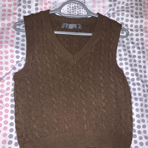 Primark brown sweater vest Size S - Depop