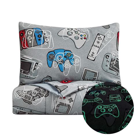 Kids Rule 2 Piece Gamer Glow in The Dark Comforter Set, Game ...