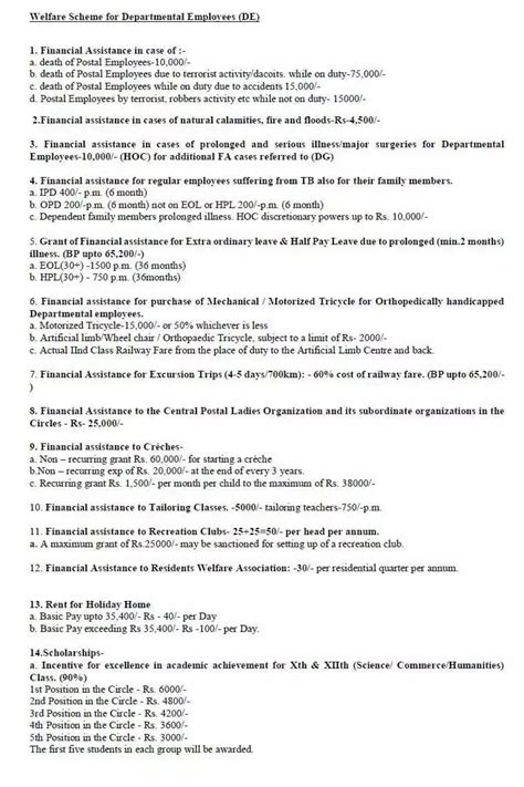 Welfare scheme for Department Employees and GDS Employees | Welfare ...