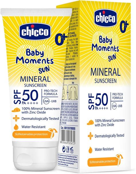 Buy Chicco Baby Moments Mineral Sun Cream SPF 50 for Babies, 75g| 100% ...