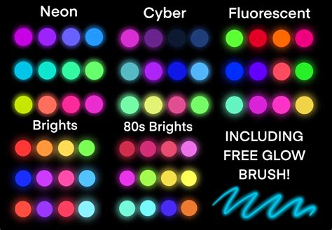 Neon Procreate Color Palette Bundle & Glow Brush / *DESCARGA DIGITAL* / Paleta de colores ...