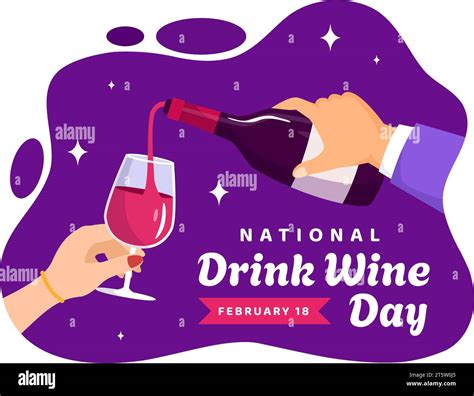 National Drink Wine Day Vector Illustration on February 18 with Glass ...