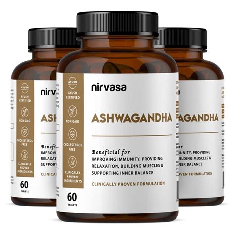 Nirvasa Ashwagandha Tablets for Men & Women (500 mg) with Natural ...