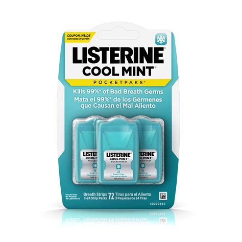 Listerine Cool Mint Pocketpaks Breath Strips Kills Bad Breath Germs, 24 ...