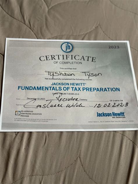 Tyshawn Tyson on LinkedIn: I’m officially certified for a tax preparation at Jackson Hewitt!
