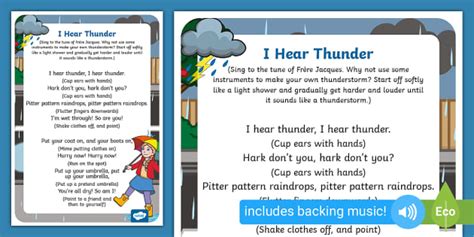 I Hear Thunder Lyrics Nursery Rhyme | EYLF Resources Twinkl