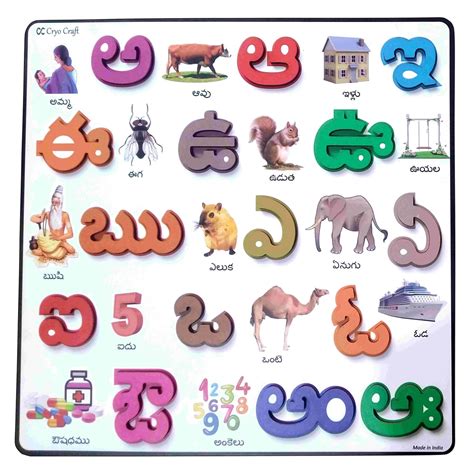 Buy Wooden Telugu Alphabet Puzzle Board with Picture - Vowels ...