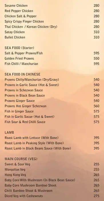 Menu at Symphony, Pune, Visnupantha Kushaba Bhosale Road