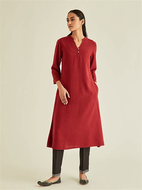 Buy Mia Wine Kurta | Ladies Kurta Online : Ancestry