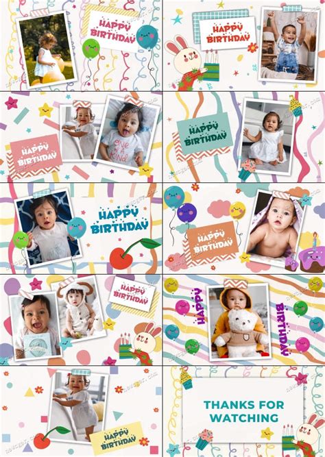 可爱卡通元素装饰的宝贝周岁生日照片图集展示AE模板_AE模板_新CG儿_NewCGer