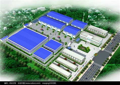 工厂厂房整体3d模型鸟瞰图图片下载_红动中国