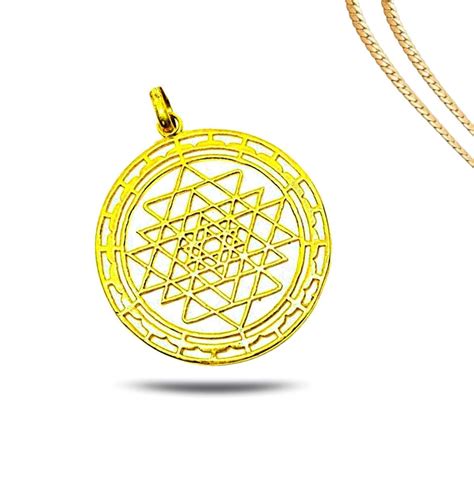 Golden Shri Yantra Pendant for Unisex Bring Wealth Beautiful Designer ...