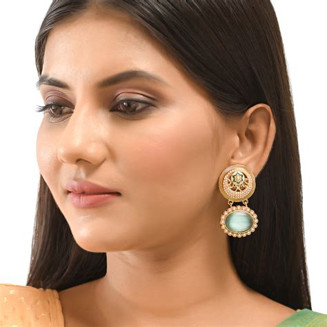 Cluster Setting Faux Pearls Brass Yellow Gold Plated Drop Earrings – VOYLLA