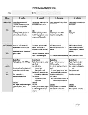 Fillable Online jalc Written Communication Evaluation Rubric Fax Email ...