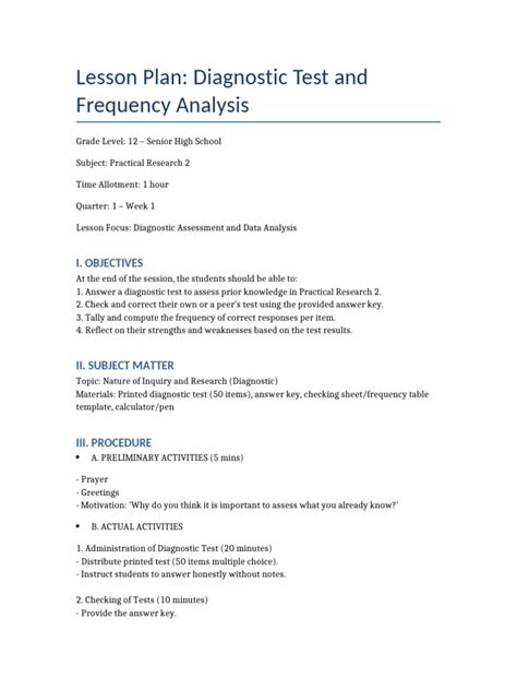 Image result for Diagnostic Test Objectives Lesson Plan