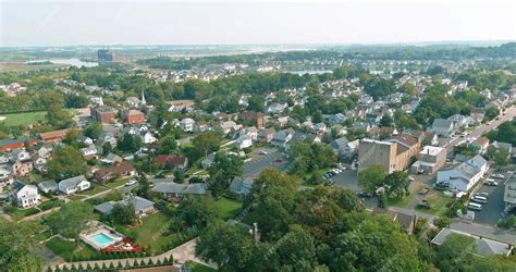 Premium Photo | American small town of residential quarter of aerial ...