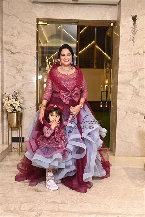 Wine and grey gown Twinning For Mother & Daughter (2 Pcs Combo) – Kulreeti®