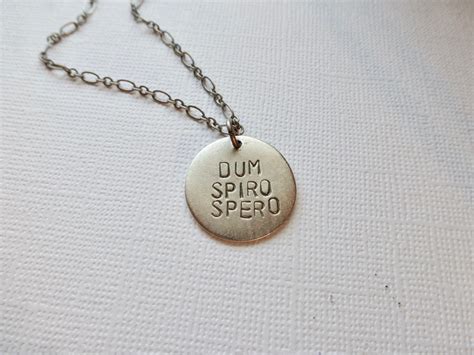 Dum spiro spero necklace hand stamped latin saying meaning | Etsy
