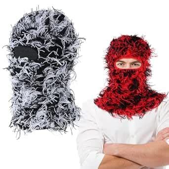 Buy Distressed Balaclava Ski Mask Full Face Knitted Fuzzy Ski Mask ...