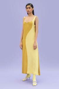 Buy Beige Tencel Twill Embroidery Sweetheart Neck Colorblock Dress For ...