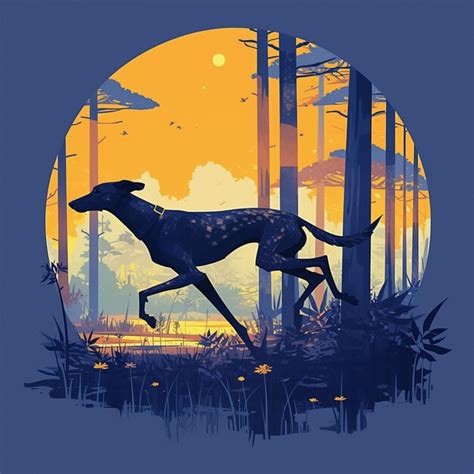 Scottish deerhound running in the woods | Premium AI-generated vector