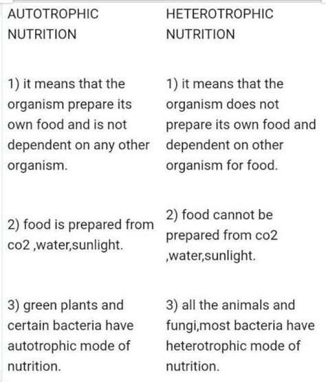 difference between Autotrophic Nutrituon and Heterotrophic Nutrition ...